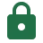 Grünes Vorhängeschloss-Symbol mit offenem Bügel.